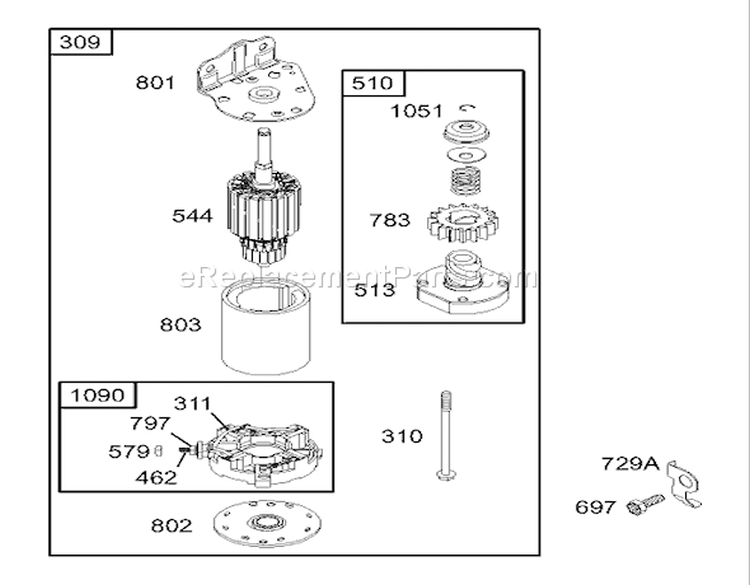 Starter Assembly Engine Diagram and Parts List for 70184 230000001-230999999 - 2003 Toro Lawn Tractor
