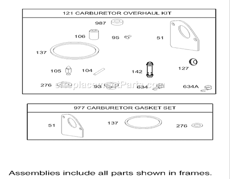 Carburetor Overhaul Kit Assembly Engine Diagram and Parts List for 70184 230000001-230999999 - 2003 Toro Lawn Tractor
