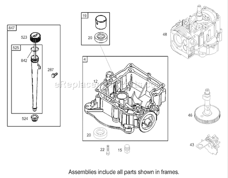 Crankcase Assembly Engine Diagram and Parts List for 70184 230000001-230999999 - 2003 Toro Lawn Tractor