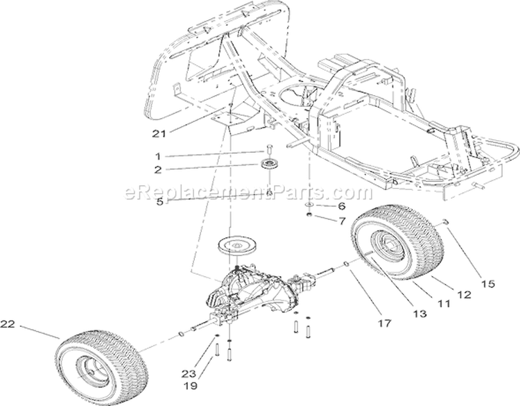 Rear Wheel and Trasmission Assembly Diagram and Parts List for 70185 270000001-270805705 - 2007 Toro Lawn Tractor