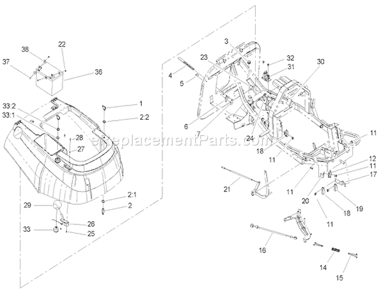 Electrical and Cable Assembly Diagram and Parts List for 70186 240000001-240999999 - 2004 Toro Lawn Tractor