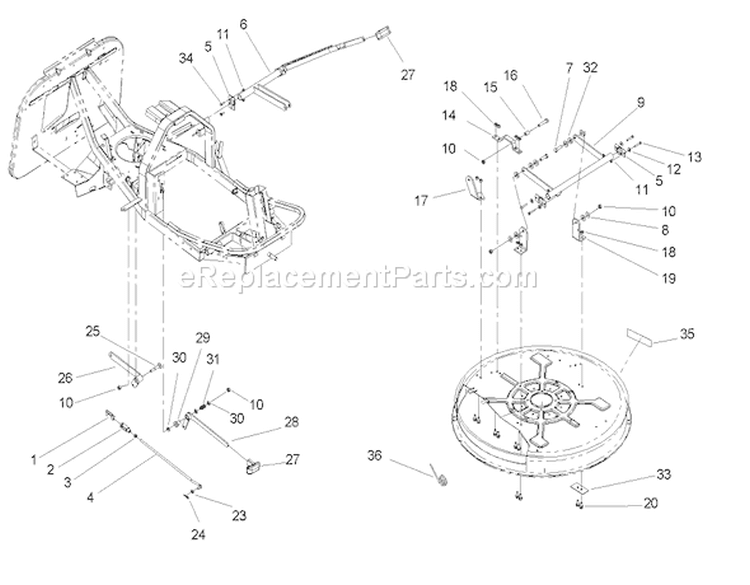Deck Suspension Assembly Diagram and Parts List for 70185 240000001-240999999 - 2004 Toro Lawn Tractor