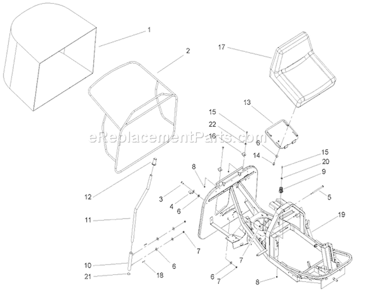Seat and Rear Bag Assembly Diagram and Parts List for 70186 250000001-250999999 - 2005 Toro Lawn Tractor