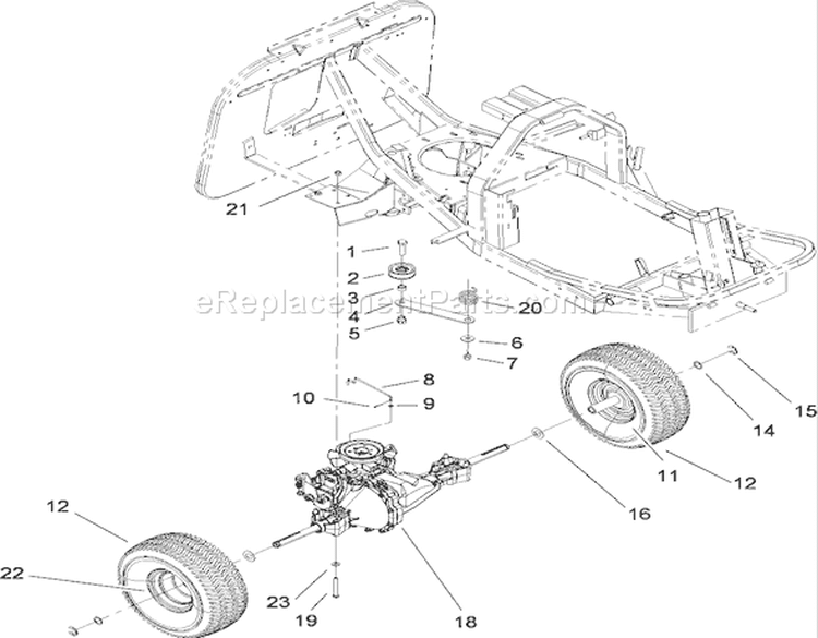 Hydro Transaxle Assembly Diagram and Parts List for 70186 260732867-270805635 - 2007 Toro Lawn Tractor