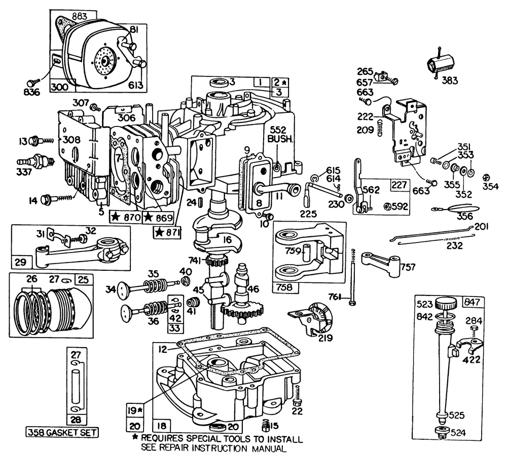 Engine Briggs & Stratton Model No. 191702-2133-01 Diagram and Parts List for 56138 3000001 - 3999999 Toro Lawn Tractor