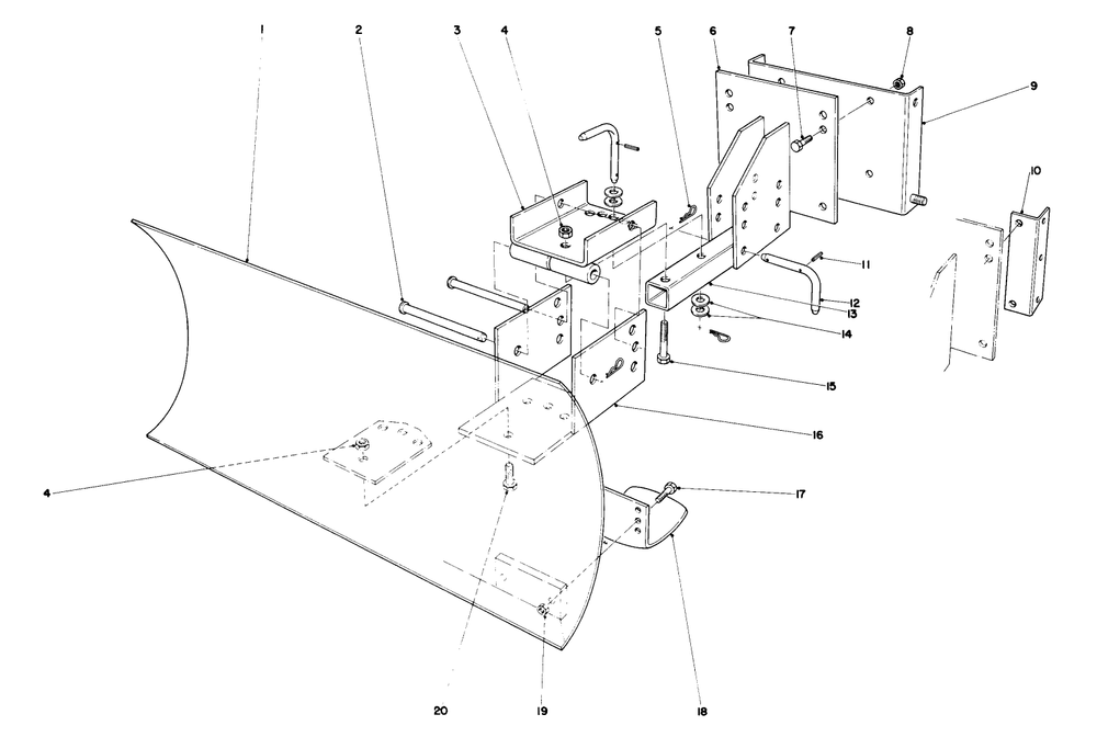 Grader Blade Assembly Model No. 59099 (Optional) Diagram and Parts List for 38150 5000001 - 5999999 Toro Snow Blower