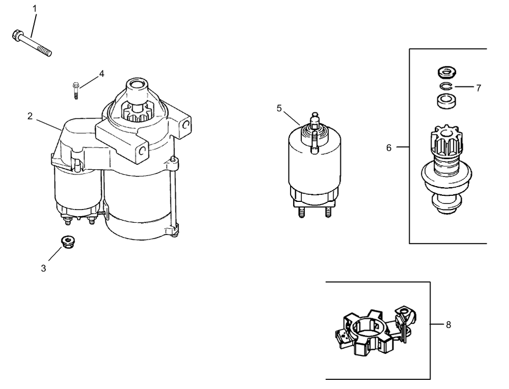 Starter Assembly Diagram and Parts List for 74414 (250000001-250005000)(2005) Toro Lawn Mower