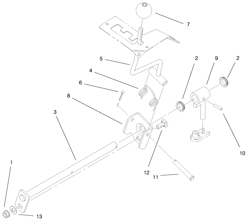 Hi-Lo Shift Assembly Diagram and Parts List for 73545 8900001 - 8999999 Toro Lawn Tractor