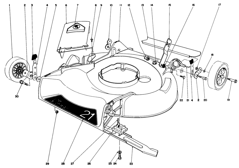 Housing Assembly Diagram and Parts List for 16570 3000001 - 3999999 Toro Lawn Mower