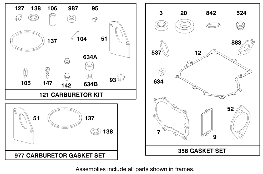Engine Briggs & Stratton Model 28m707-0127-01 Diagram and Parts List for 71208 7900001 - 7999999 Toro Lawn Tractor