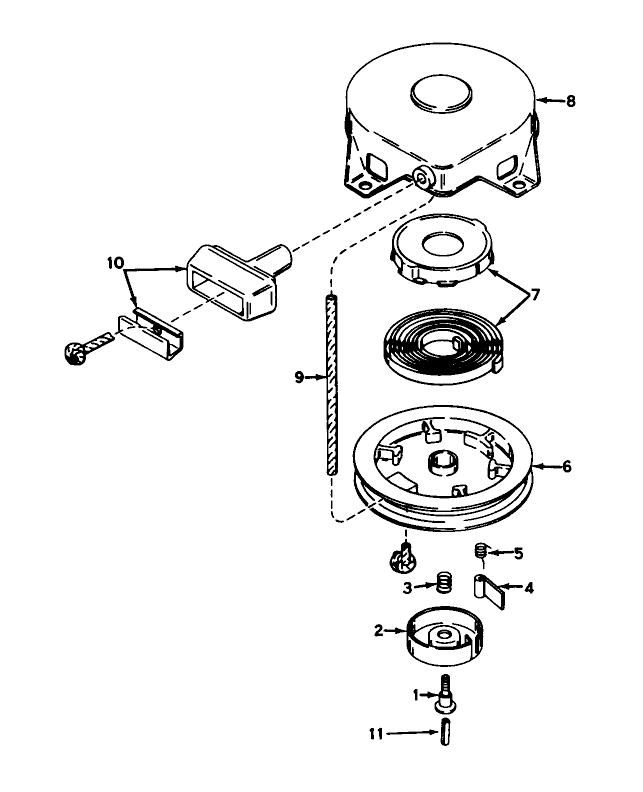Rewind Starter No. 590420 Assembly 935 Diagram and Parts List for 55050 9000001 - 9999999 Toro Lawn Tractor
