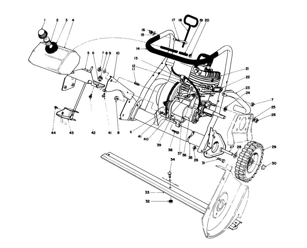 Engine Assembly Diagram and Parts List for 38162 7000001 - 7999999 Toro Snow Blower