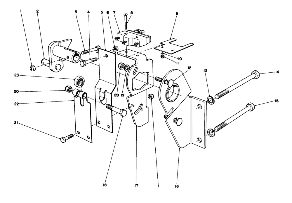 Transmission Interlock Assembly Diagram and Parts List for 30775 600001 - 699999 Toro Lawn Tractor