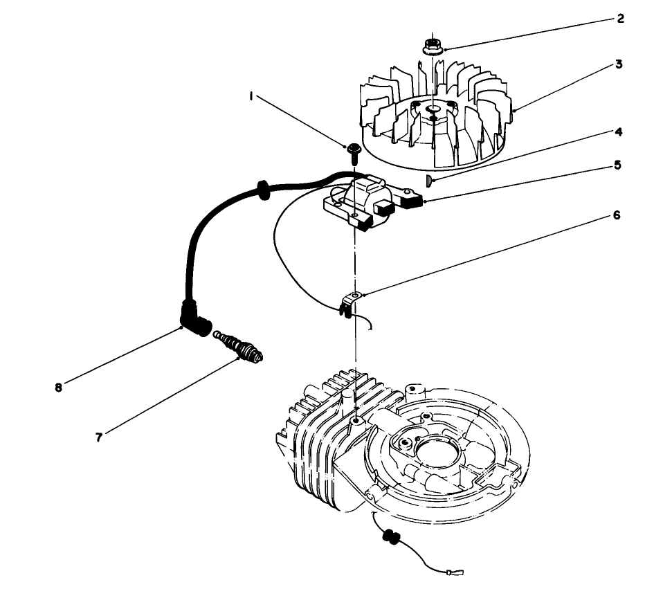 Ignition Assembly (Model No. 47pg6) Diagram and Parts List for 16212C 7000001 - 7999999 Toro Lawn Mower