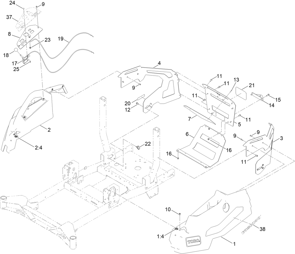 Styling Assembly Diagram and Parts List for 76608 400000000 - 417419999 Toro Lawn Tractor