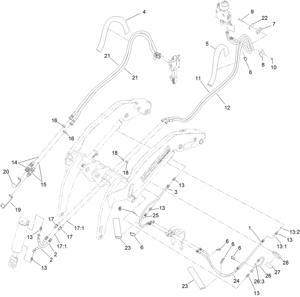 Loader Hydraulic Assembly Diagram and Parts List for 22327 412900000 - 999999999 Toro Lawn Tractor Accessories