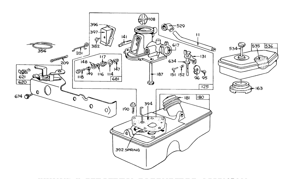 Briggs & Stratton Carburetor Assembly Model 390064 For 19" Hand Propelled Model 16073 Diagram and Parts List for 16073 5000001 - 5999999 Toro Lawn Mower