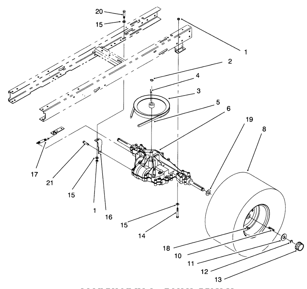 Transaxle Assembly Diagram and Parts List for 71201 6900001 - 6999999 Toro Lawn Tractor