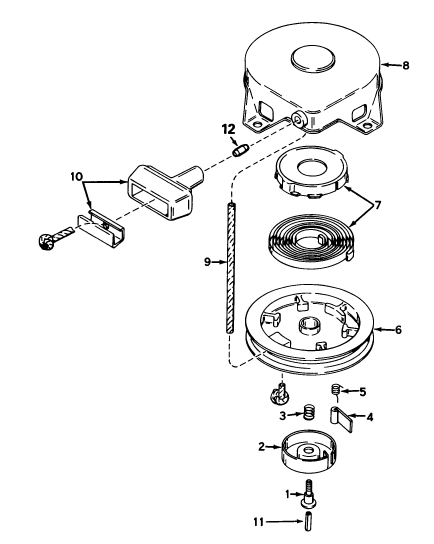 Rewind Starter No. 590420a Diagram and Parts List for 20675 5000001 - 5999999 Toro Lawn Mower