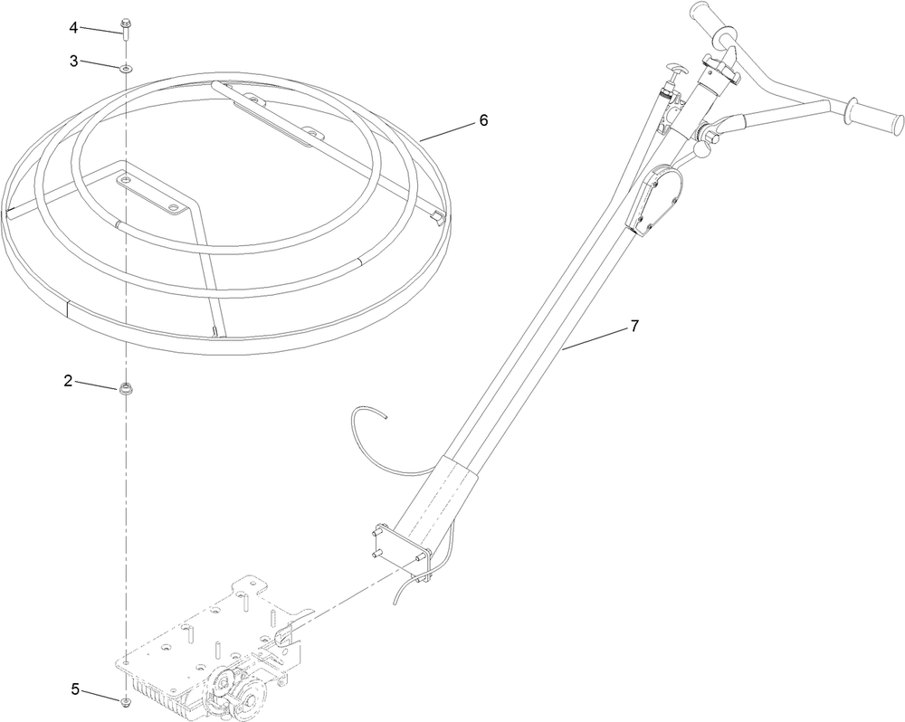 36 Inch Standard Handle And Guard Assembly Diagram and Parts List for 68048 404320000 - 412999999 Toro Cement Mixer