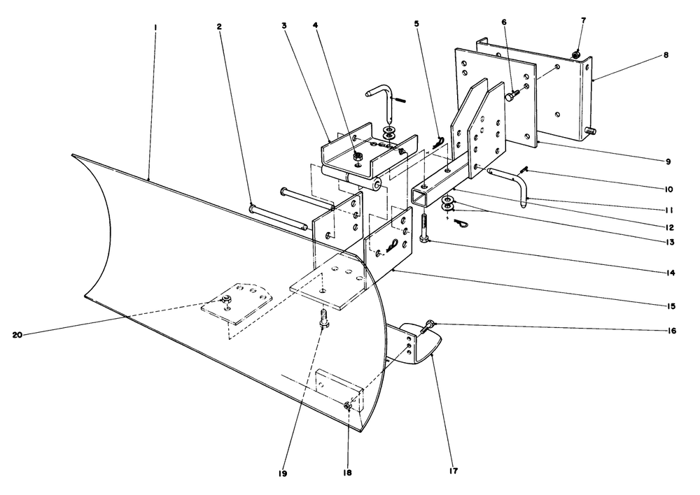 Grader Blade Assembly (Model No. 59051) Diagram and Parts List for 31995 7000001 - 7999999 Toro Snow Blower