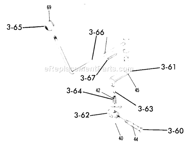 High-Low Linkage Diagram and Parts List for 71-16K801 1977 Toro Lawn Tractor