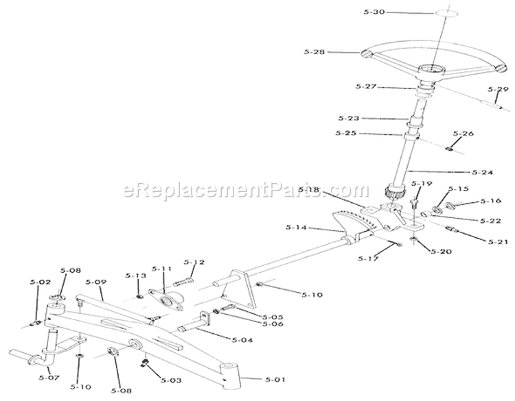 Front Axle And Steering Diagram and Parts List for 71-16K801 1977 Toro Lawn Tractor