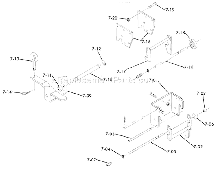 Hitch Assemblies Diagram and Parts List for 71-16K801 1977 Toro Lawn Tractor