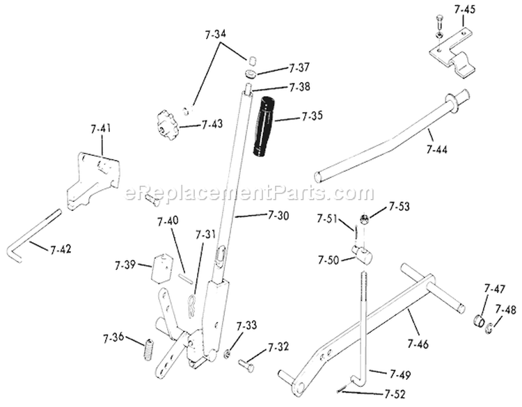 Lift Linkage Diagram and Parts List for 71-16K801 1977 Toro Lawn Tractor