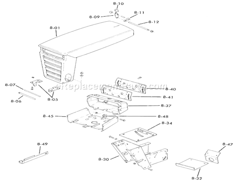 Sheet Metal and Covers Diagram and Parts List for 71-16K801 1977 Toro Lawn Tractor
