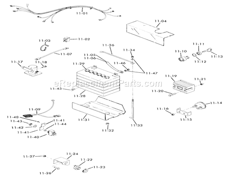 Electrical System Diagram and Parts List for 71-16K801 1977 Toro Lawn Tractor