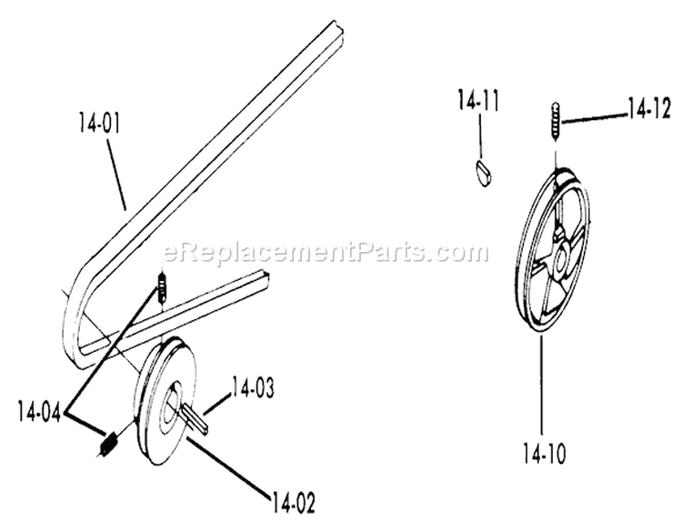 Drive Belts and Pulleys Diagram and Parts List for 71-16K801 1977 Toro Lawn Tractor