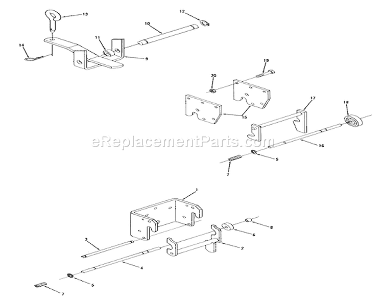 Hitches Diagram and Parts List for 71-08K801 1977 Toro Lawn Tractor