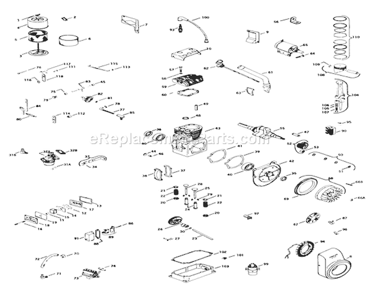 Kohler 16 Hp Engine K341s, Spec 71128a Diagram and Parts List for 71-16K802 1977 Toro Lawn Tractor
