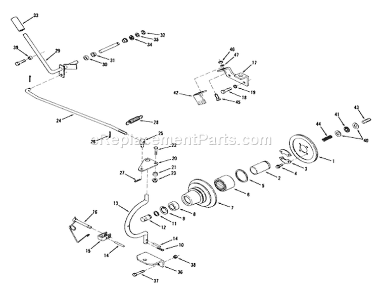 Pto Clutch & Controls Diagram and Parts List for 71-08K801 1977 Toro Lawn Tractor