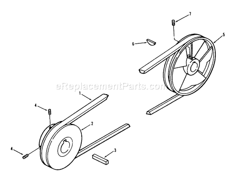 Drive Belt And Pulleys Diagram and Parts List for 71-08K801 1977 Toro Lawn Tractor