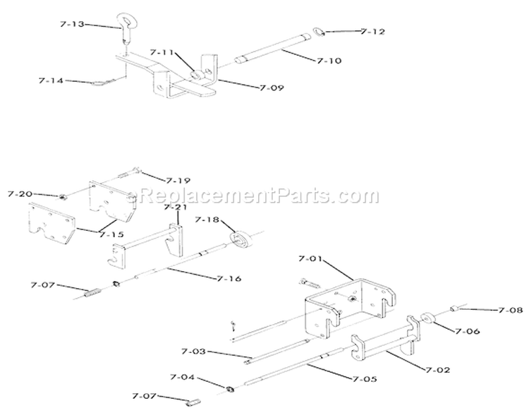 Hitch Assemblies Diagram and Parts List for 71-16KS01 1977 Toro Lawn Tractor