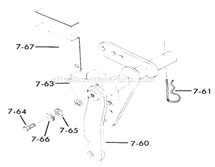 Hydraulic Lift Linkage Diagram and Parts List for 71-16KS01 1977 Toro Lawn Tractor