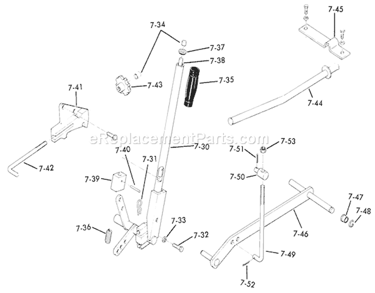 Lift Linkage Diagram and Parts List for 71-16KS01 1977 Toro Lawn Tractor
