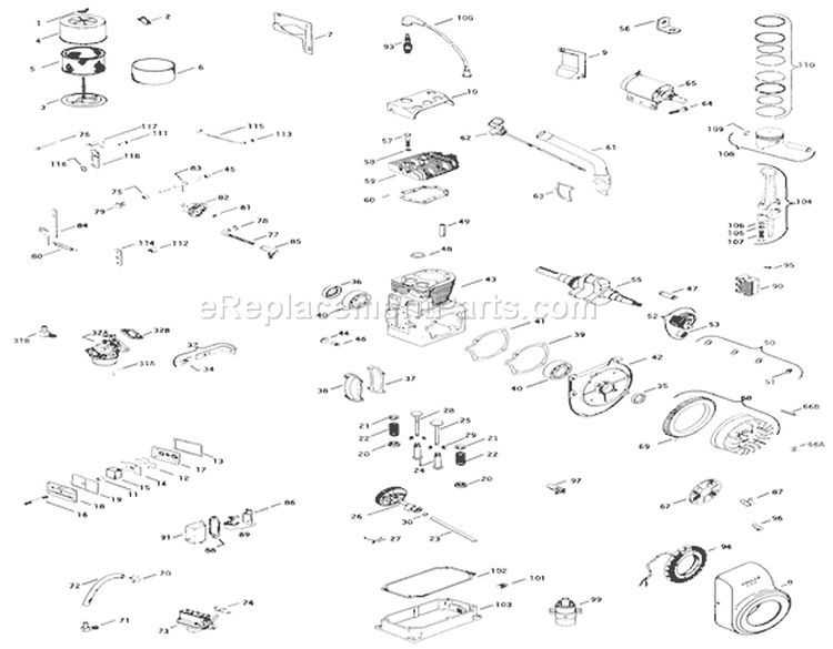 16 H.p. Engine K341s, Spec 71128a Diagram and Parts List for 71-16KS01 1977 Toro Lawn Tractor