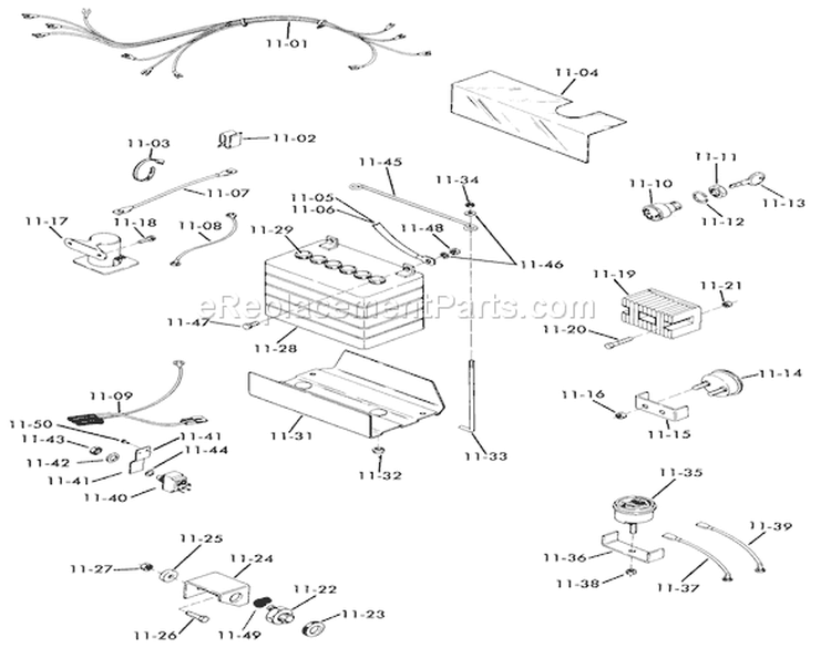 Electrical System Diagram and Parts List for 71-16KS01 1977 Toro Lawn Tractor