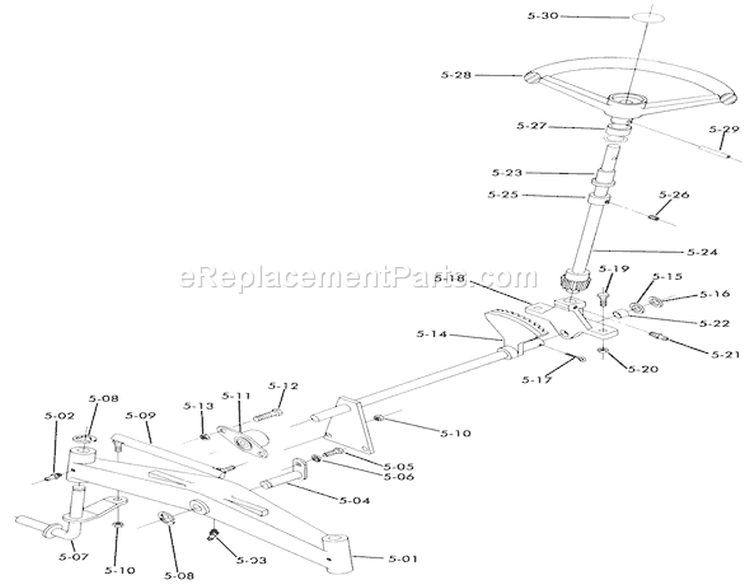 Front Axle And Steering Diagram and Parts List for 71-16KS01 1977 Toro Lawn Tractor