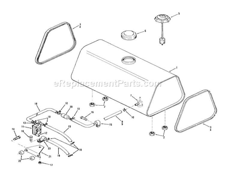 Fuel System Diagram and Parts List for 71-16OS01 1977 Toro Lawn Tractor
