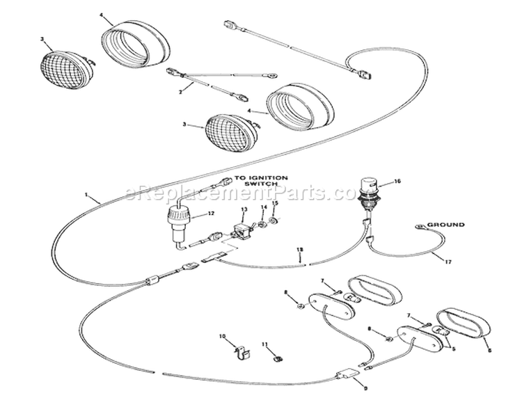Lights Diagram and Parts List for 71-16OS01 1977 Toro Lawn Tractor