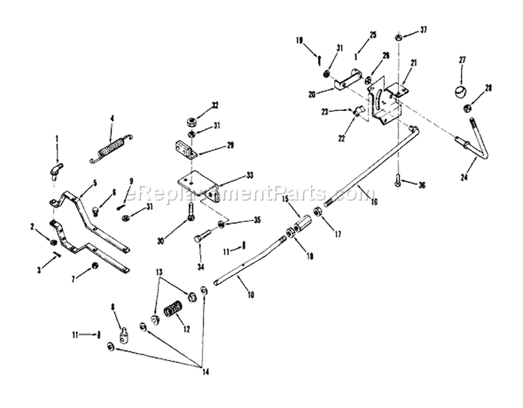 Manual Pto Clutch Linkage (d-200) Diagram and Parts List for 71-20KS01 1977 Toro Lawn Tractor