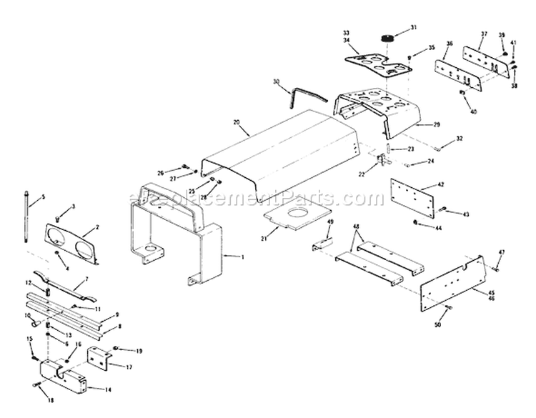 Sheet Metal And Covers Diagram and Parts List for 71-16OS01 1977 Toro Lawn Tractor