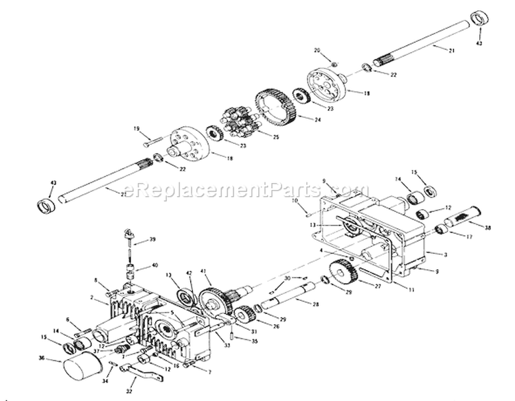 Transaxle Diagram and Parts List for 71-16OS01 1977 Toro Lawn Tractor