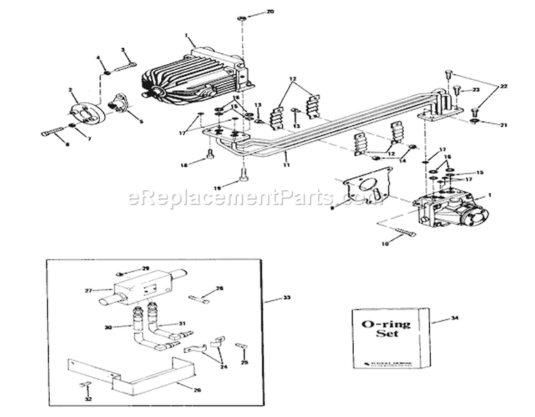 Coupling, Manifold And Relief Valve Diagram and Parts List for 71-16OS01 1977 Toro Lawn Tractor