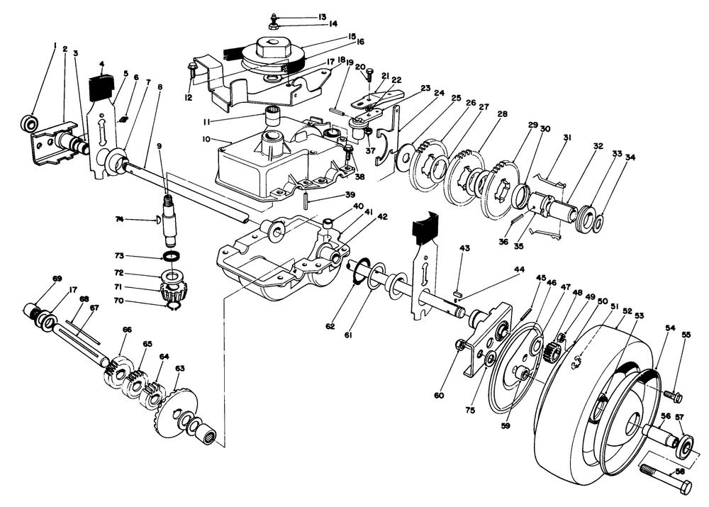 Gear Case Assembly Diagram and Parts List for 22035C 7000001 - 7999999 Toro Lawn Mower