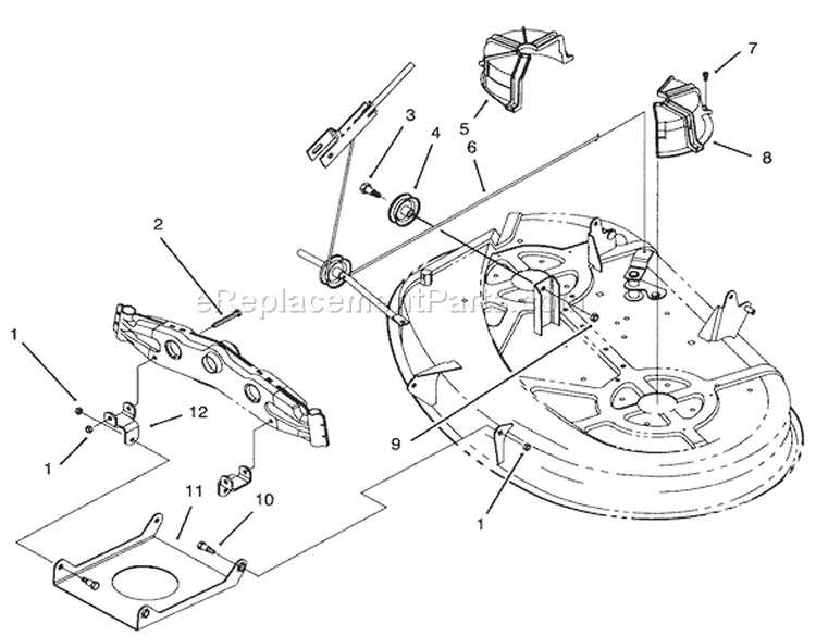 Cable & Cover Assembly (38" Cutting Unit) Diagram and Parts List for 71184 5900001-5910000 - 1995 Toro Lawn Tractor